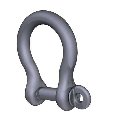 Titanium 3/8 inch Investment Cast 6Al-4V Allied Titanium Bow Shackle with captive locking pin, 0.789 inch jaw width and 1.8 inch jaw depth from the inside of the pin